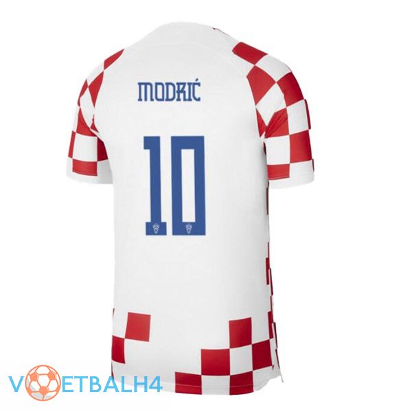 Kroatië (MODRIĆ 10) voetbal jersey thuis wit rood wereldbeker 2022