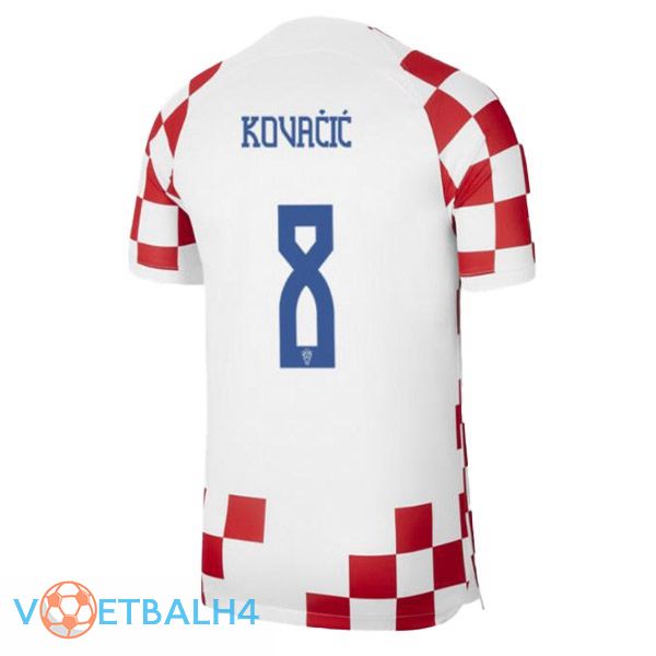 Kroatië (KOVAČIĆ 8) voetbal jersey thuis wit rood wereldbeker 2022