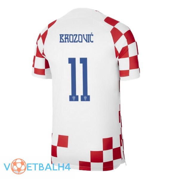 Kroatië (BROZOVIĆ 11) voetbal jersey thuis wit rood wereldbeker 2022