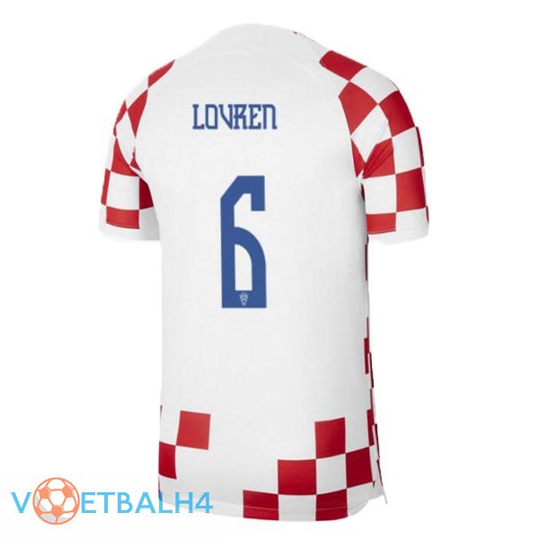 Kroatië (LOVREN 6) voetbal jersey thuis wit rood wereldbeker 2022