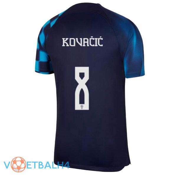 Kroatië (KOVAČIĆ 8) voetbal jersey uit zwart blauw wereldbeker 2022