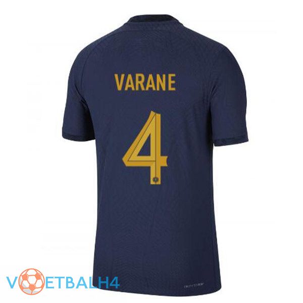 Frankrijk (VARANE 4) voetbal jerseys thuis blauw koninklijk wereldbeker 2022