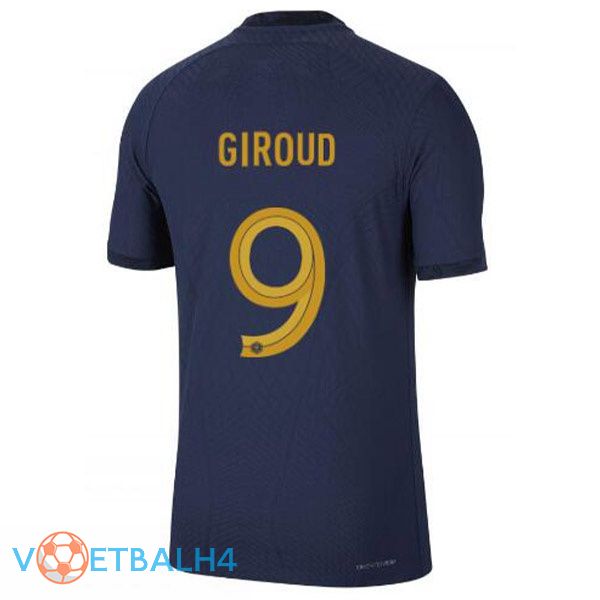 Frankrijk (GIROUD 9) voetbal jerseys thuis blauw koninklijk wereldbeker 2022