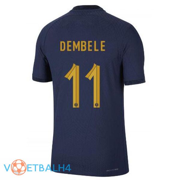 Frankrijk (DEMBELE 11) voetbal jerseys thuis blauw koninklijk wereldbeker 2022