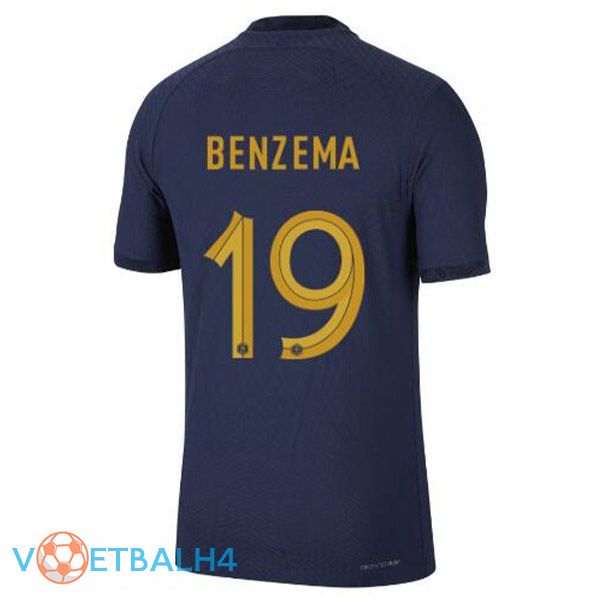 Frankrijk (BENZEMA 19) voetbal jerseys thuis blauw koninklijk wereldbeker 2022