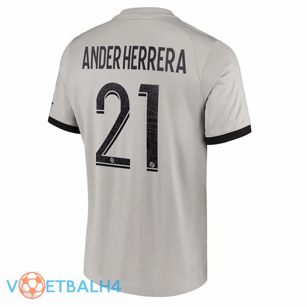 Paris PSG (Ander Herrera 21) voetbal jersey uit grijs 2022/2023