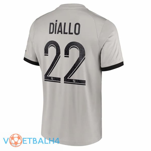 Paris PSG (Diallo 22) voetbal jersey uit grijs 2022/2023