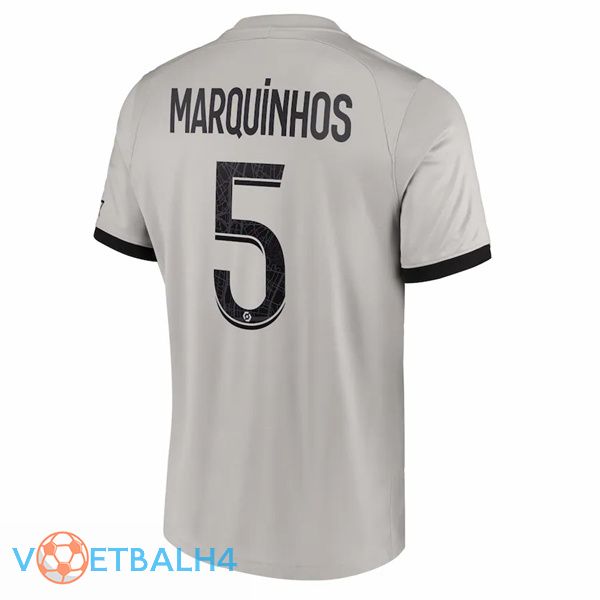 Paris PSG (Marquinhos 5) voetbal jersey uit grijs 2022/2023