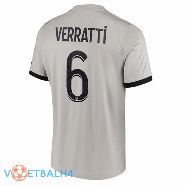 Paris PSG (Verratti 6) voetbal jersey uit grijs 2022/2023