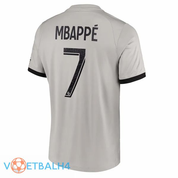 Paris PSG (Mbappé 7) voetbal jersey uit grijs 2022/2023