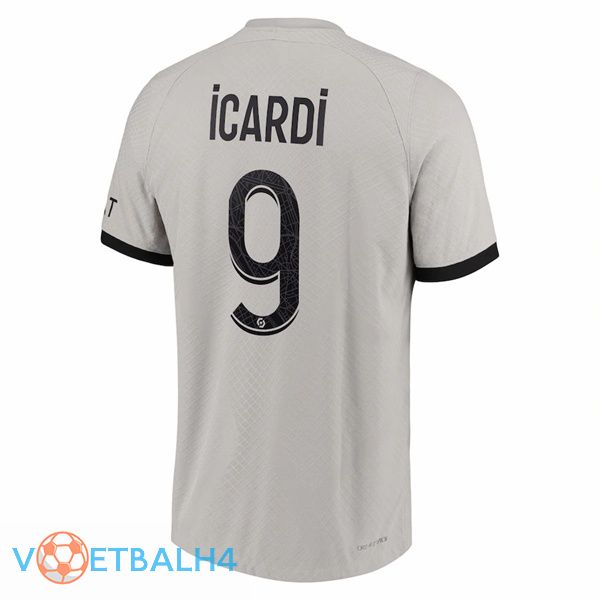 Paris PSG (Icardi 9) voetbal jersey uit grijs 2022/2023