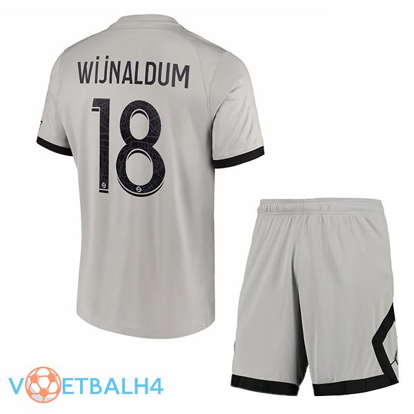 Paris PSG (Wijnaldum 18) kinderen voetbal jersey uit grijs 2022/2023