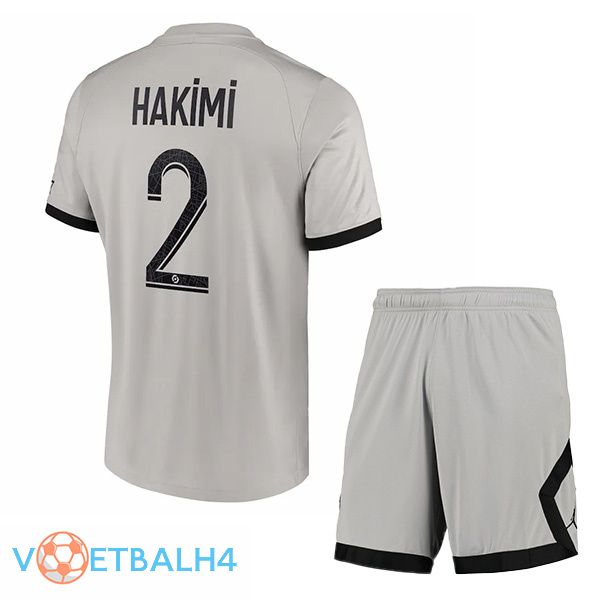 Paris PSG (Hakimi 2) kinderen voetbal jersey uit grijs 2022/2023