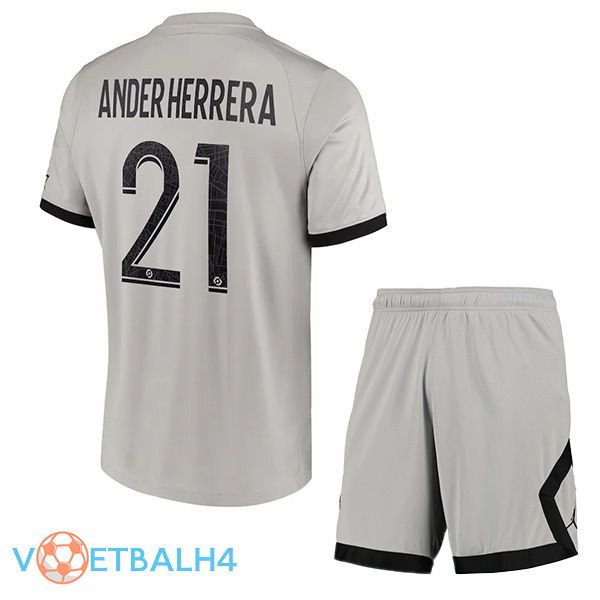 Paris PSG (Ander Herrera 21) kinderen voetbal jersey uit grijs 2022/2023