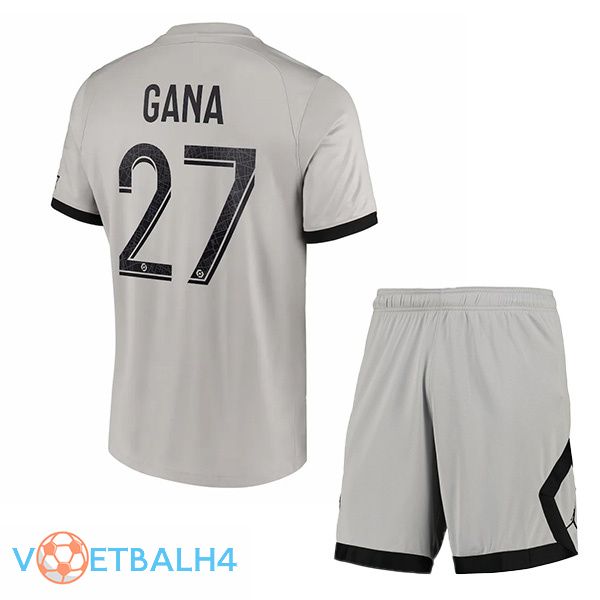 Paris PSG (Gana 27) kinderen voetbal jersey uit grijs 2022/2023