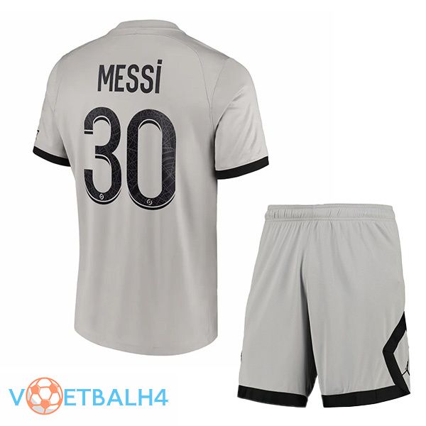 Paris PSG (Messi 30) kinderen voetbal jersey uit grijs 2022/2023