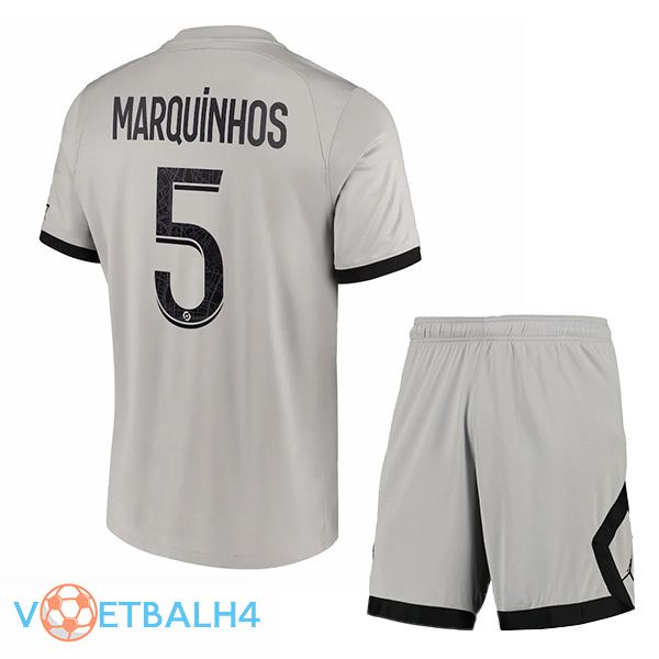 Paris PSG (Marquinhos 5) kinderen voetbal jersey uit grijs 2022/2023