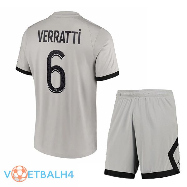 Paris PSG (Verratti 6) kinderen voetbal jersey uit grijs 2022/2023