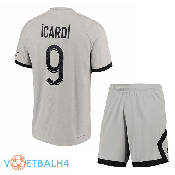 Paris PSG (Icardi 9) kinderen voetbal jersey uit grijs 2022/2023