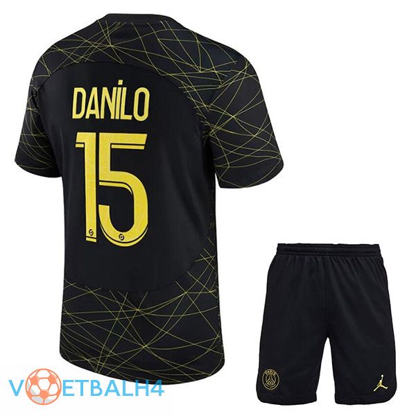 Paris PSG (DANILO 15) kinderen voetbal jersey vierde zwart 2022/2023