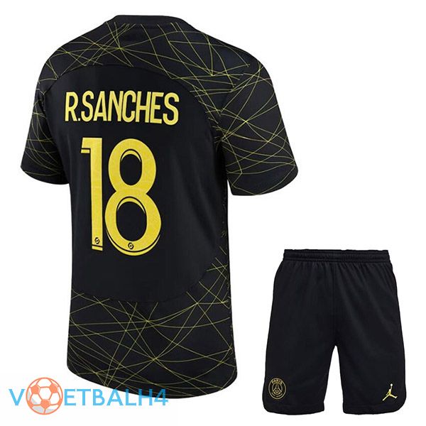 Paris PSG (R.SANCHES 18) kinderen voetbal jersey vierde zwart 2022/2023