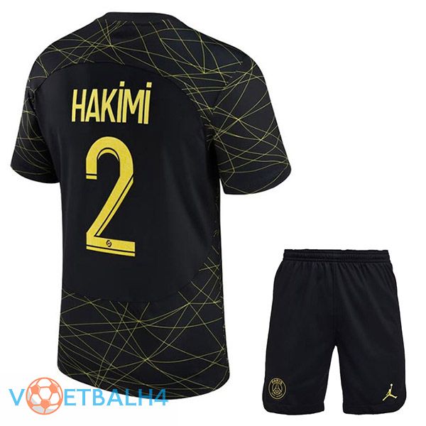 Paris PSG (HAKIMI 2) kinderen voetbal jersey vierde zwart 2022/2023