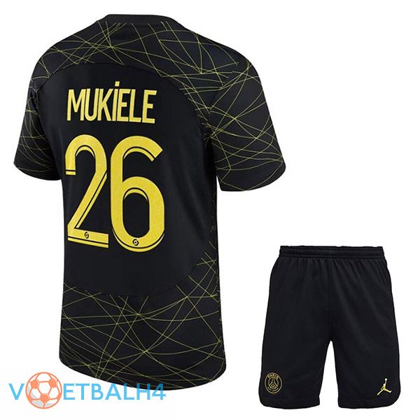 Paris PSG (MUKIELE 26) kinderen voetbal jersey vierde zwart 2022/2023