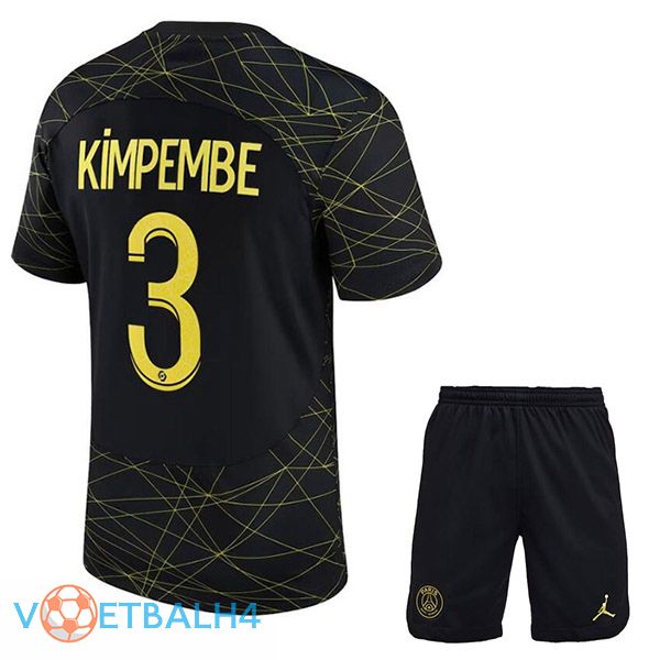 Paris PSG (KIMPEMBE 3) kinderen voetbal jersey vierde zwart 2022/2023