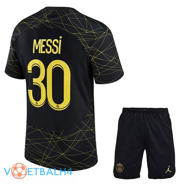 Paris PSG (MESSI 30) kinderen voetbal jersey vierde zwart 2022/2023