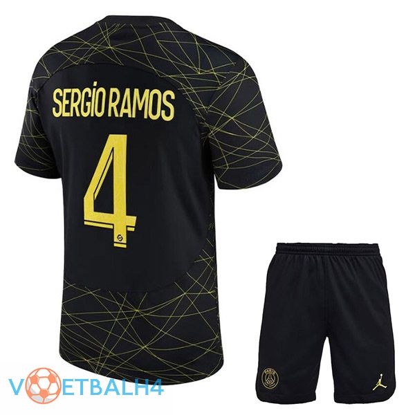 Paris PSG (SERGIO RAMOS 4) kinderen voetbal jersey vierde zwart 2022/2023