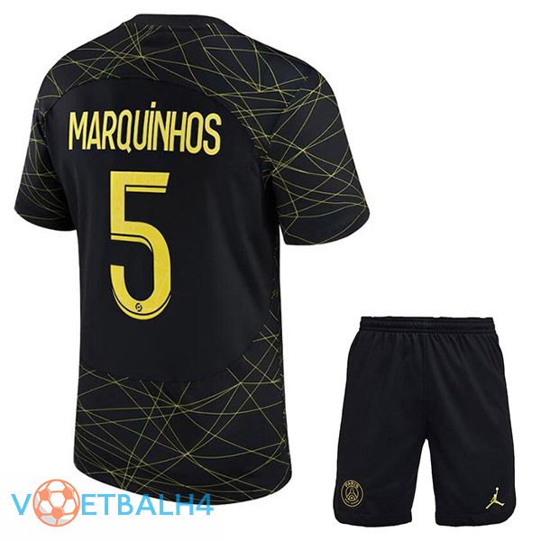 Paris PSG (MARQUINHOS 5) kinderen voetbal jersey vierde zwart 2022/2023