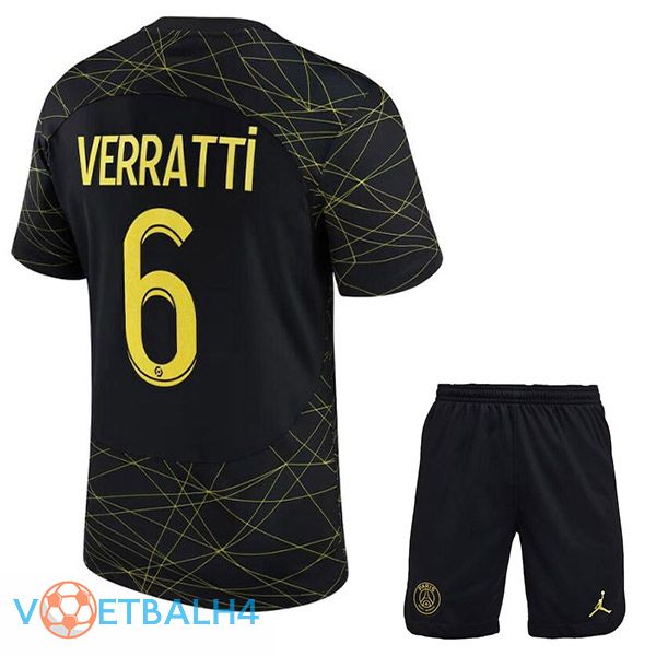 Paris PSG (VERRATTI 6) kinderen voetbal jersey vierde zwart 2022/2023