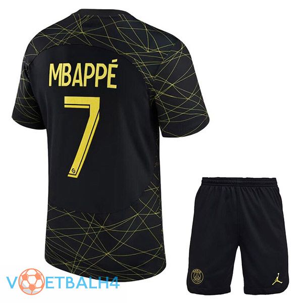 Paris PSG (MBAPPÉ 7) kinderen voetbal jersey vierde zwart 2022/2023