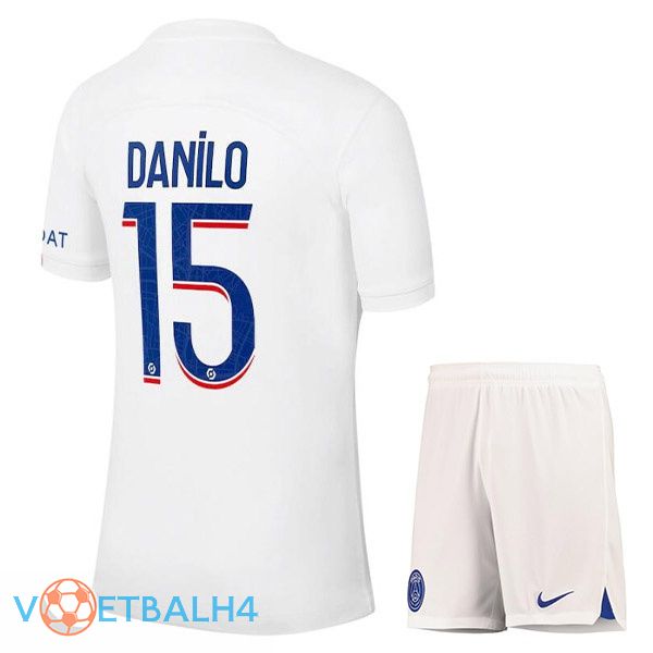 Paris PSG (DANILO 15) kinderen voetbal jerseys derde wit 2022-2023