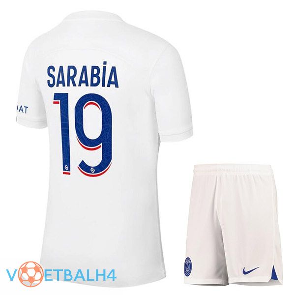 Paris PSG (SARABIA 19) kinderen voetbal jerseys derde wit 2022-2023