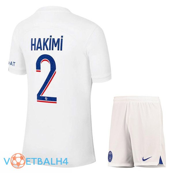 Paris PSG (HAKIMI 2) kinderen voetbal jerseys derde wit 2022-2023