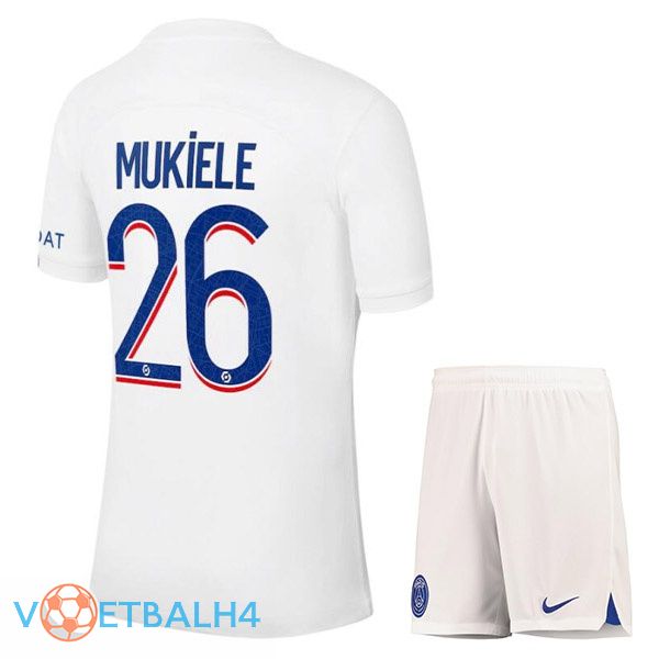 Paris PSG (MUKIELE 26) kinderen voetbal jerseys derde wit 2022-2023