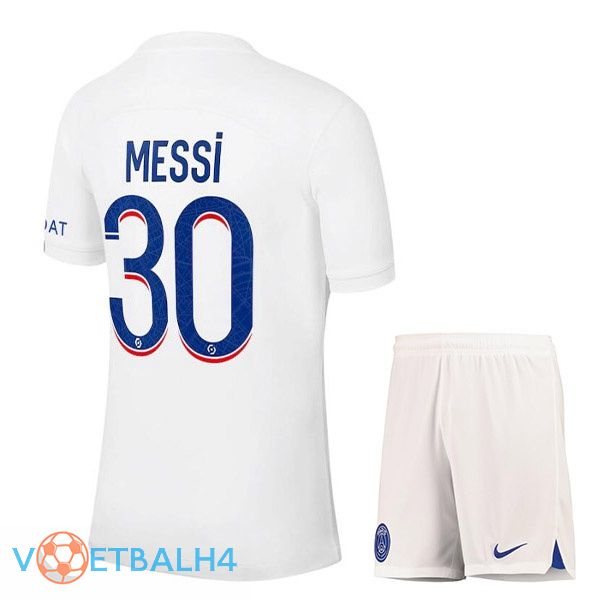 Paris PSG (MESSI 30) kinderen voetbal jerseys derde wit 2022-2023