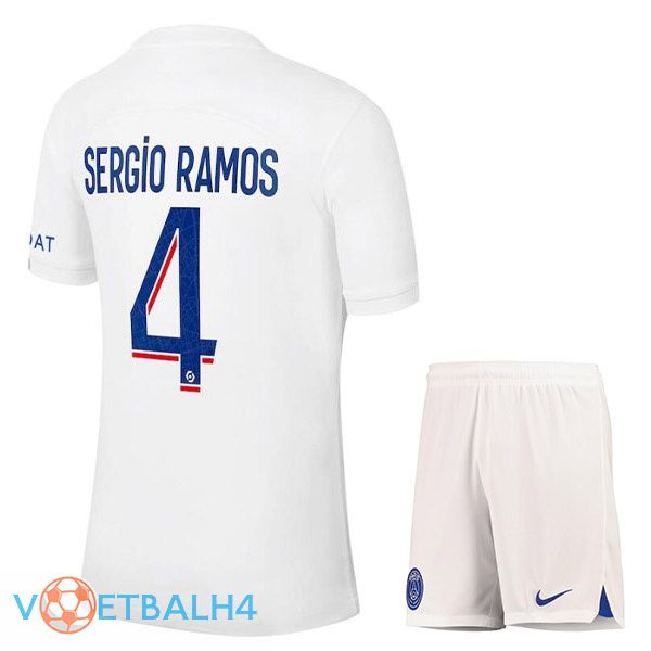 Paris PSG (SERGIO RAMOS 4) kinderen voetbal jerseys derde wit 2022-2023