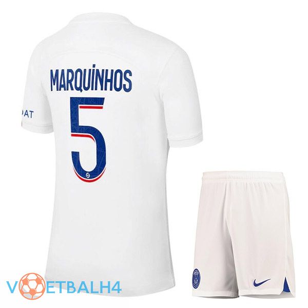 Paris PSG (MARQUINHOS 5) kinderen voetbal jerseys derde wit 2022-2023