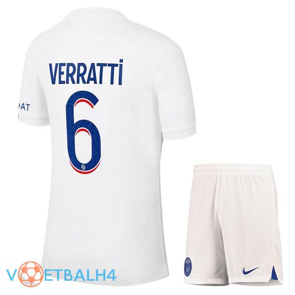 Paris PSG (VERRATTI 6) kinderen voetbal jerseys derde wit 2022-2023