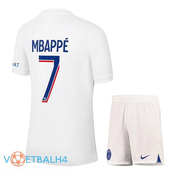 Paris PSG (MBAPPÉ 7) kinderen voetbal jerseys derde wit 2022-2023