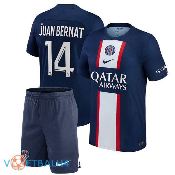 Paris PSG (Juan Bernat 14) kinderen voetbal jerseys thuis blauw koninklijk 2022-2023