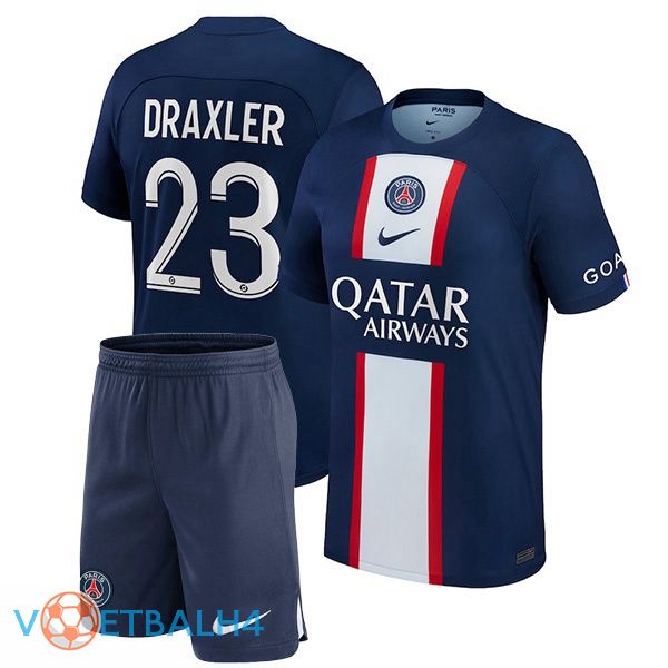 Paris PSG (Draxler 23) kinderen voetbal jerseys thuis blauw koninklijk 2022-2023