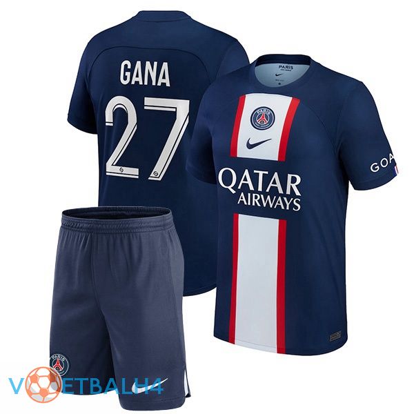 Paris PSG (Gana 27) kinderen voetbal jerseys thuis blauw koninklijk 2022-2023