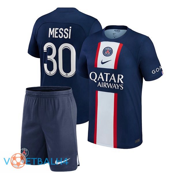 Paris PSG (Messi 30) kinderen voetbal jerseys thuis blauw koninklijk 2022-2023