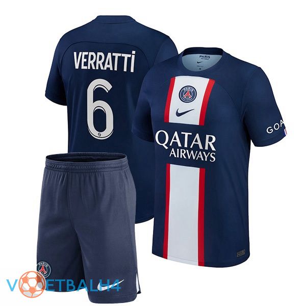 Paris PSG (Verratti 6) kinderen voetbal jerseys thuis blauw koninklijk 2022-2023