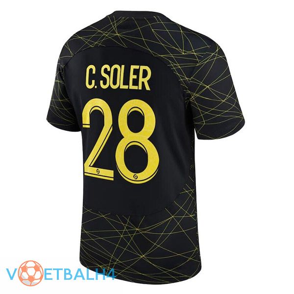 Paris PSG (C. SOLER 28) voetbal jersey vierde zwart 2022/2023