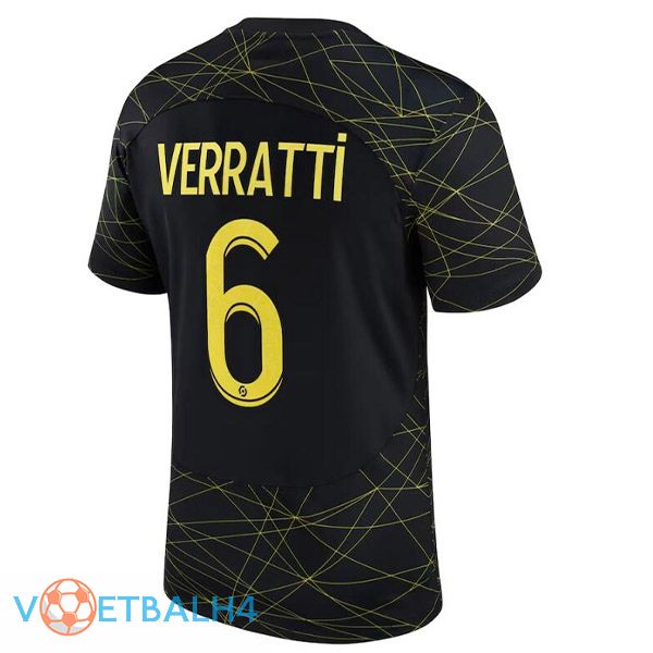 Paris PSG (VERRATTI 6) voetbal jersey vierde zwart 2022/2023