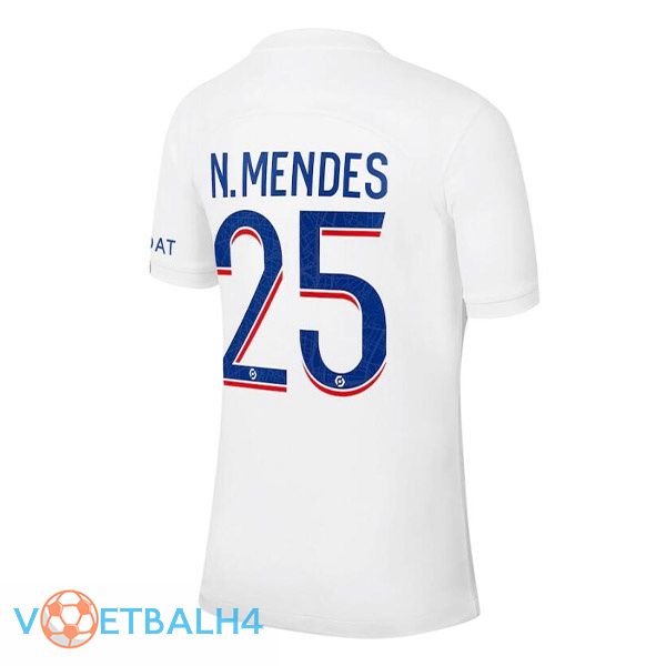 Paris PSG (N.MENDES 25) voetbal jerseys derde wit 2022-2023